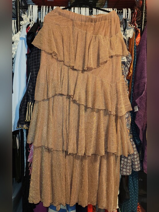 Showpo. Dresses & Skirts - Showpo Metallic Tiered Ruffle Layered Maxi Skirt